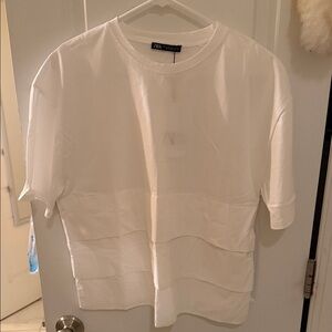 Zara Women's Elegant White Short Sleeve Top